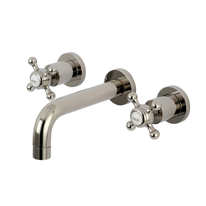 Kingston Sona KS8126BX - Metropolitan Double-Handle 3-Hole Wall Mount Bathroom Faucet, Polished Nickel