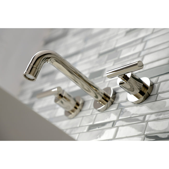 Kingston Sona KS8126CML - Manhattan Double-Handle 3-Hole Wall Mount Bathroom Faucet, Polished Nickel
