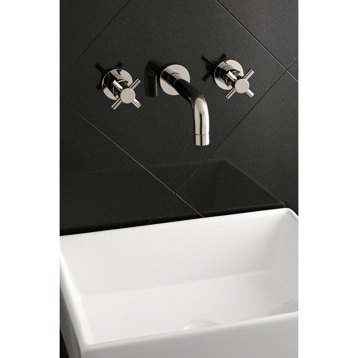 Kingston Sona KS8126DX - Concord Double-Handle 3-Hole Wall Mount Bathroom Faucet, Polished Nickel
