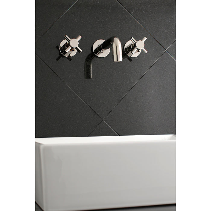 Kingston Sona KS8126DX - Concord Double-Handle 3-Hole Wall Mount Bathroom Faucet, Polished Nickel