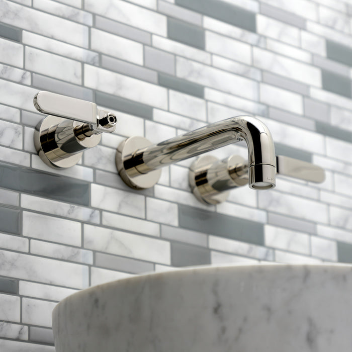 Kingston Sona KS8126KL - Whitaker Double-Handle 3-Hole Wall Mount Bathroom Faucet, Polished Nickel