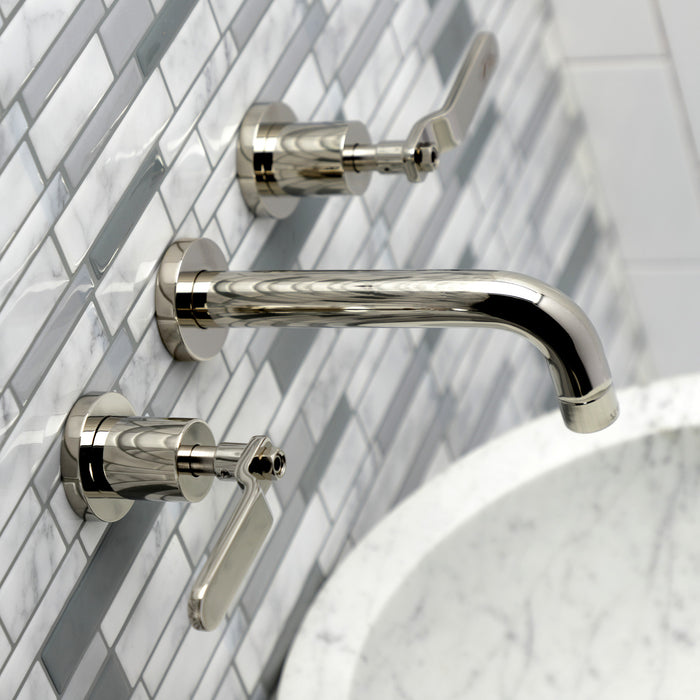 Kingston Sona KS8126KL - Whitaker Double-Handle 3-Hole Wall Mount Bathroom Faucet, Polished Nickel