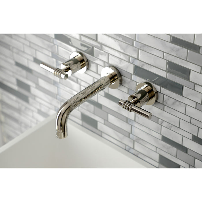 Kingston Sona KS8126ML - Milano Double-Handle 3-Hole Wall Mount Bathroom Faucet, Polished Nickel