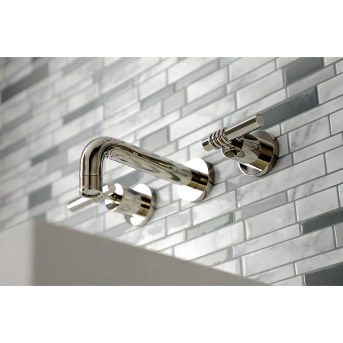 Kingston Sona KS8126ML - Milano Double-Handle 3-Hole Wall Mount Bathroom Faucet, Polished Nickel