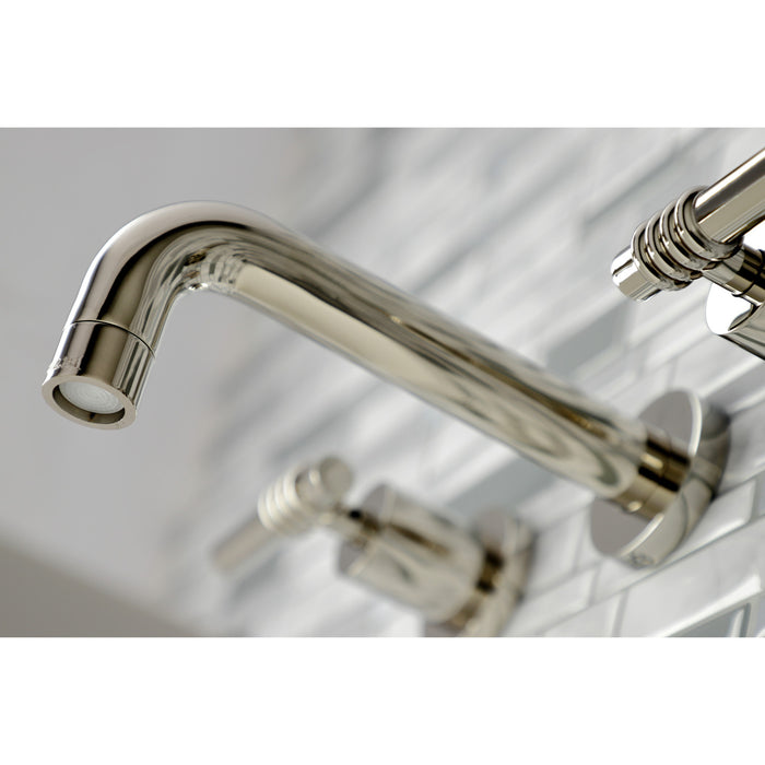 Kingston Sona KS8126ML - Milano Double-Handle 3-Hole Wall Mount Bathroom Faucet, Polished Nickel