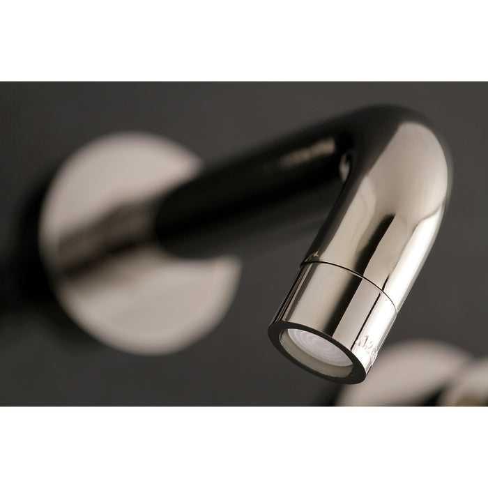 Kingston Sona KS8126ZX - Millennium Double-Handle 3-Hole Wall Mount Bathroom Faucet, Polished Nickel