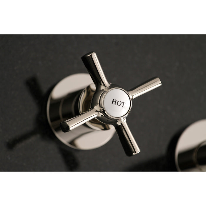 Kingston Sona KS8126ZX - Millennium Double-Handle 3-Hole Wall Mount Bathroom Faucet, Polished Nickel