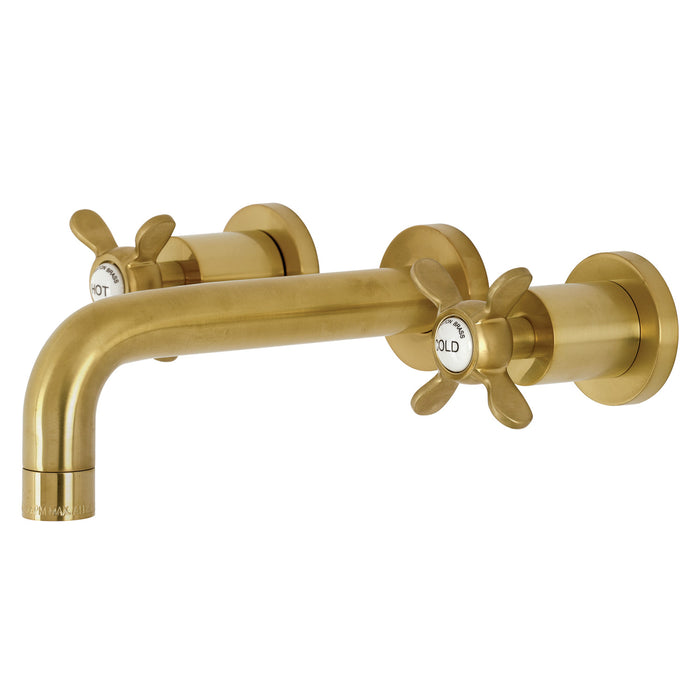 Kingston Sona KS8127BEX - Essex Double-Handle 3-Hole Wall Mount Bathroom Faucet, Brushed Brass