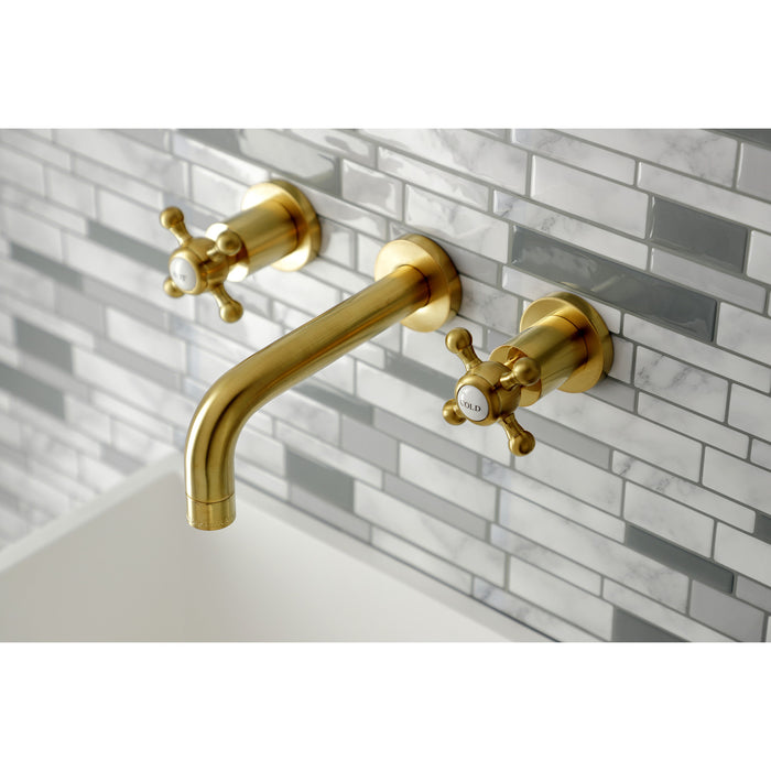 Kingston Sona KS8127BX - Metropolitan Double-Handle 3-Hole Wall Mount Bathroom Faucet, Brushed Brass