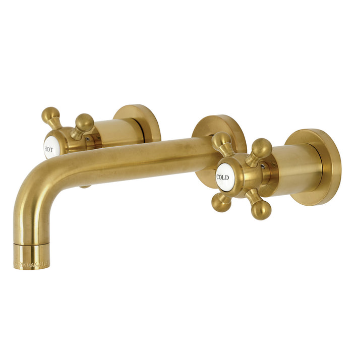 Kingston Sona KS8127BX - Metropolitan Double-Handle 3-Hole Wall Mount Bathroom Faucet, Brushed Brass