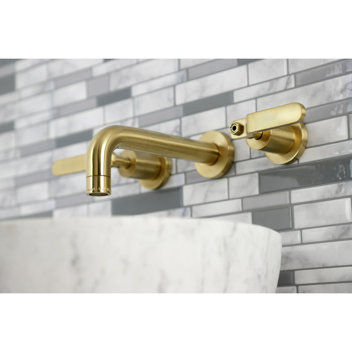 Whitaker KS8127KL Two-Handle 3-Hole Wall Mount Bathroom Faucet, Brushed Brass