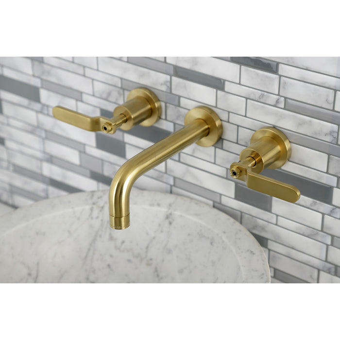 Whitaker KS8127KL Two-Handle 3-Hole Wall Mount Bathroom Faucet, Brushed Brass