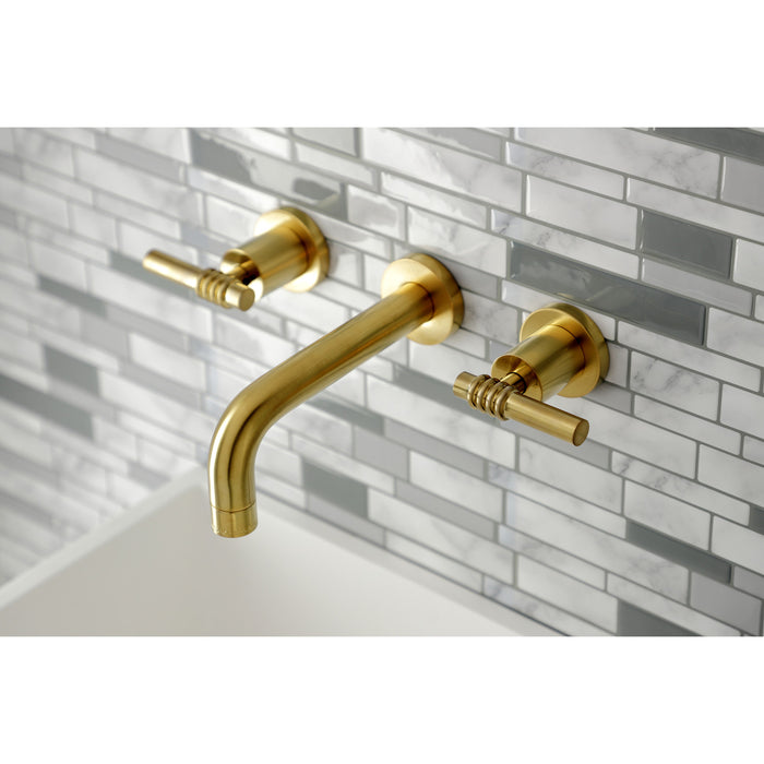 Milano KS8127ML Double-Handle 3-Hole Wall Mount Bathroom Faucet, Brushed Brass