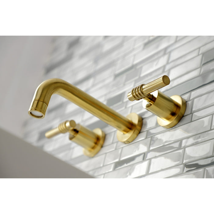 Milano KS8127ML Double-Handle 3-Hole Wall Mount Bathroom Faucet, Brushed Brass