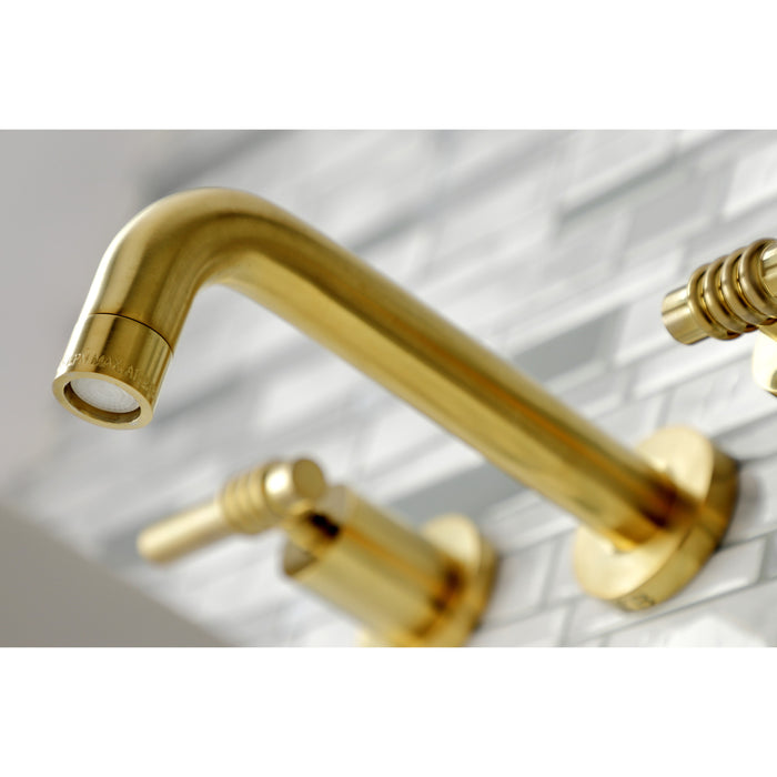 Milano KS8127ML Double-Handle 3-Hole Wall Mount Bathroom Faucet, Brushed Brass