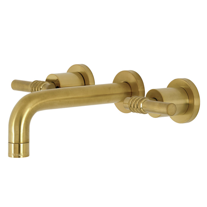 Milano KS8127ML Double-Handle 3-Hole Wall Mount Bathroom Faucet, Brushed Brass