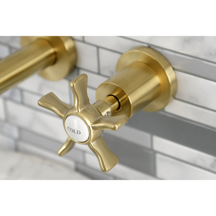 Kingston Sona KS8127NX - Hamilton Double-Handle 3-Hole Wall Mount Bathroom Faucet, Brushed Brass