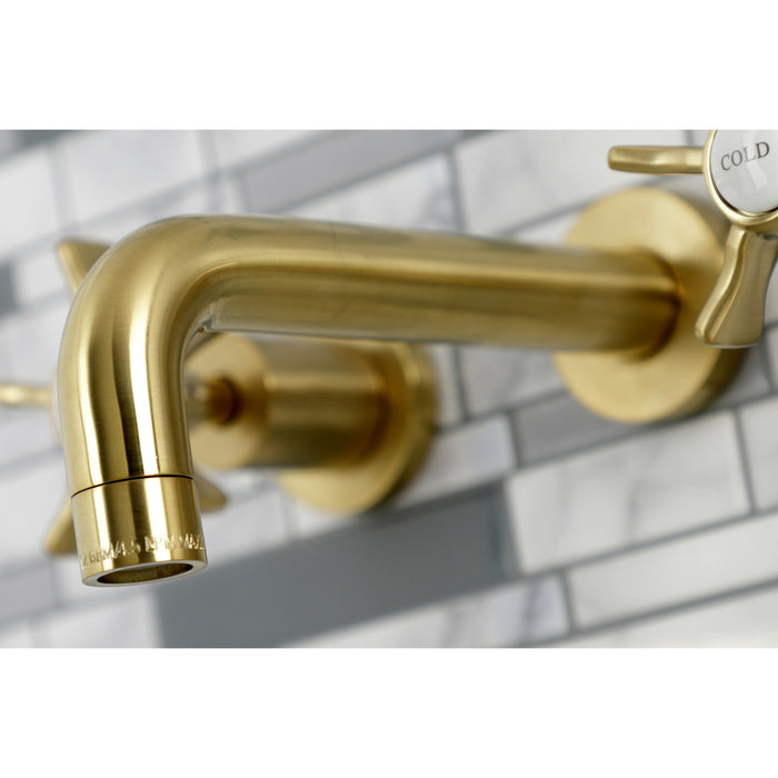 Kingston Sona KS8127NX - Hamilton Double-Handle 3-Hole Wall Mount Bathroom Faucet, Brushed Brass