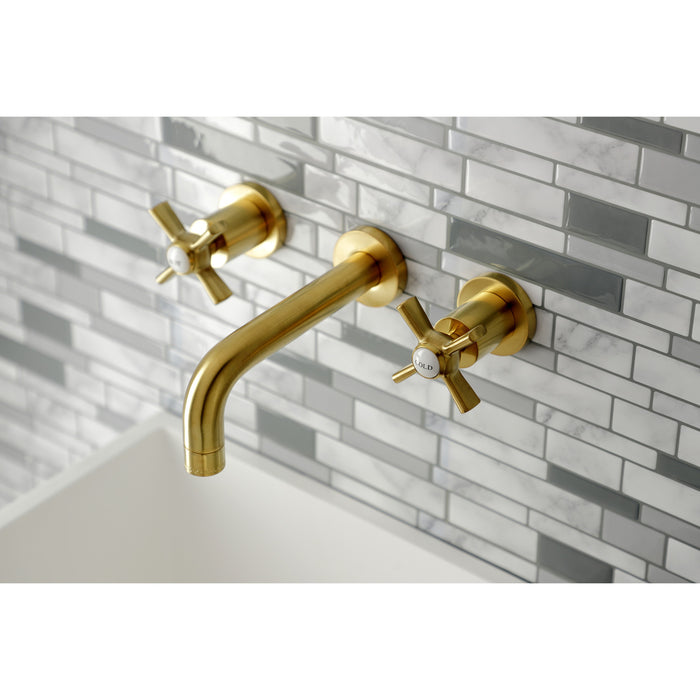 Kingston Sona KS8127ZX - Millennium Double-Handle 3-Hole Wall Mount Bathroom Faucet, Brushed Brass