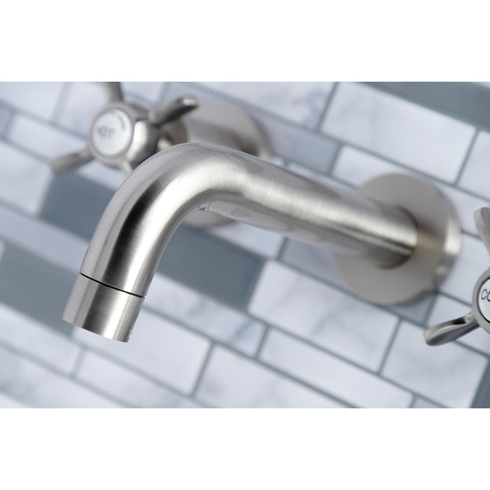 Kingston Sona KS8128BEX - Essex Double-Handle 3-Hole Wall Mount Bathroom Faucet, Brushed Nickel