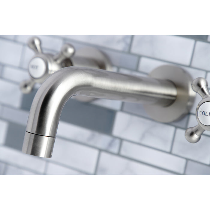 Kingston Sona KS8128BX - Metropolitan Double-Handle 3-Hole Wall Mount Bathroom Faucet, Brushed Nickel