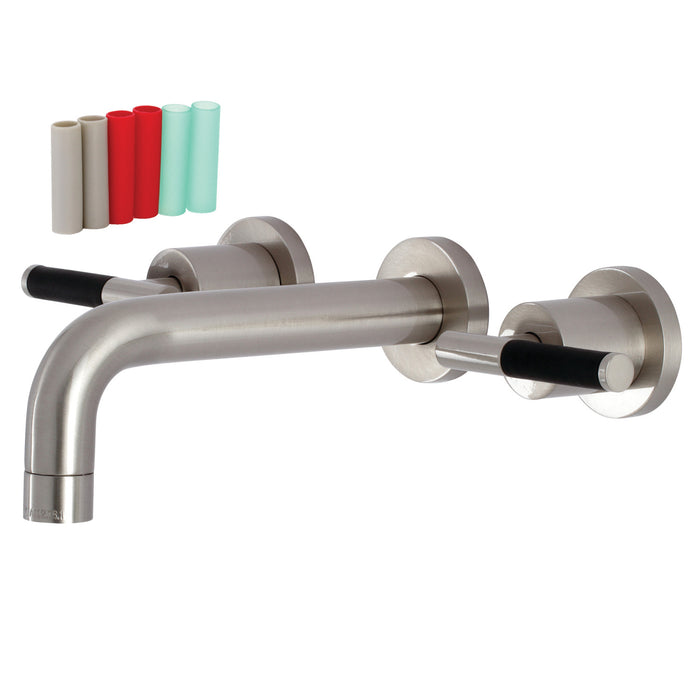 Kingston Sona KS8128CKL - Kaiser Double-Handle 3-Hole Wall Mount Bathroom Faucet, Brushed Nickel