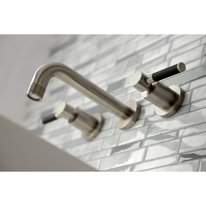 Kingston Sona KS8128DKL - Kaiser Double-Handle 3-Hole Wall Mount Bathroom Faucet, Brushed Nickel
