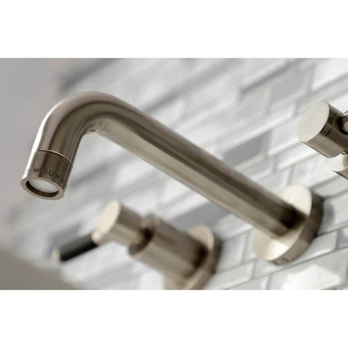 Kingston Sona KS8128DKL - Kaiser Double-Handle 3-Hole Wall Mount Bathroom Faucet, Brushed Nickel