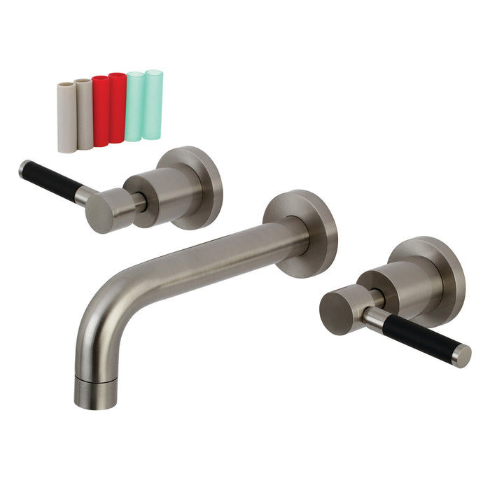 Kingston Sona KS8128DKL - Kaiser Double-Handle 3-Hole Wall Mount Bathroom Faucet, Brushed Nickel