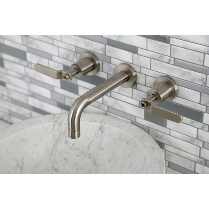 Whitaker KS8128KL Two-Handle 3-Hole Wall Mount Bathroom Faucet, Brushed Nickel
