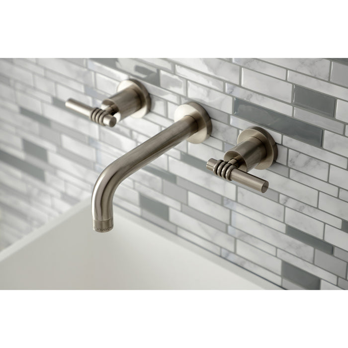 Kingston Sona KS8128ML - Milano Double-Handle 3-Hole Wall Mount Bathroom Faucet, Brushed Nickel