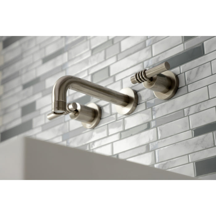 Kingston Sona KS8128ML - Milano Double-Handle 3-Hole Wall Mount Bathroom Faucet, Brushed Nickel