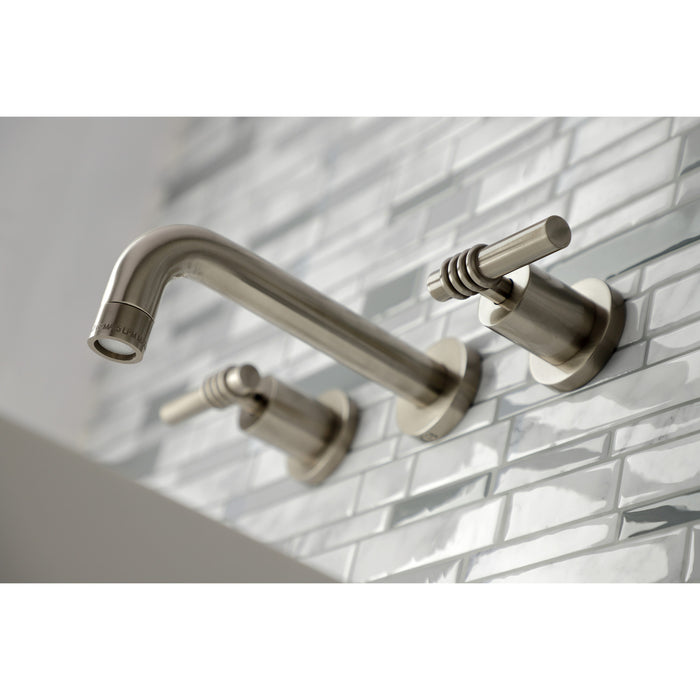 Kingston Sona KS8128ML - Milano Double-Handle 3-Hole Wall Mount Bathroom Faucet, Brushed Nickel