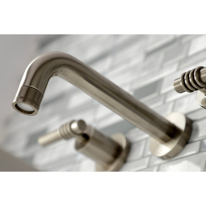Kingston Sona KS8128ML - Milano Double-Handle 3-Hole Wall Mount Bathroom Faucet, Brushed Nickel