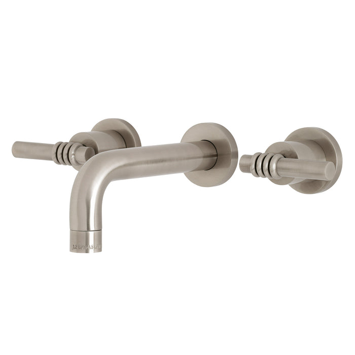 Kingston Sona KS8128ML - Milano Double-Handle 3-Hole Wall Mount Bathroom Faucet, Brushed Nickel