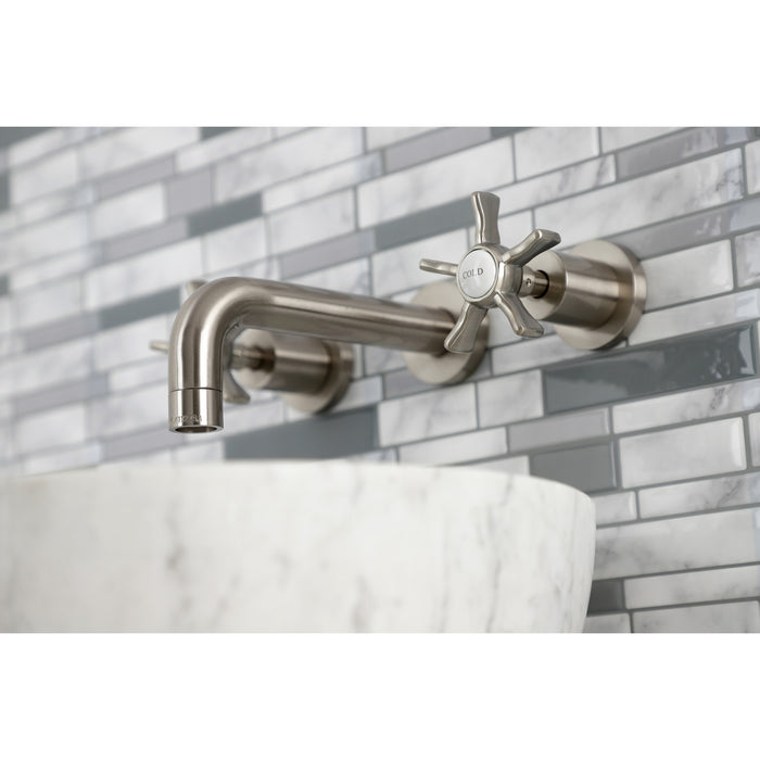 Kingston Sona KS8128NX - Hamilton Double-Handle 3-Hole Wall Mount Bathroom Faucet, Brushed Nickel