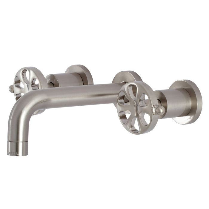 Kingston Sona KS8128RX - Belknap Double-Handle 3-Hole Wall Mount Bathroom Faucet, Brushed Nickel