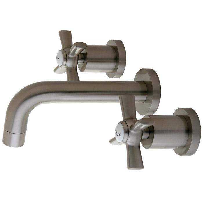 Kingston Sona KS8128ZX - Millennium Double-Handle 3-Hole Wall Mount Bathroom Faucet, Brushed Nickel