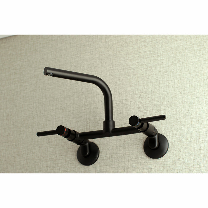 Kingston Sona KS812MB - Concord Two-Handle 2-Hole Wall Mount Bridge Kitchen Faucet, Matte Black