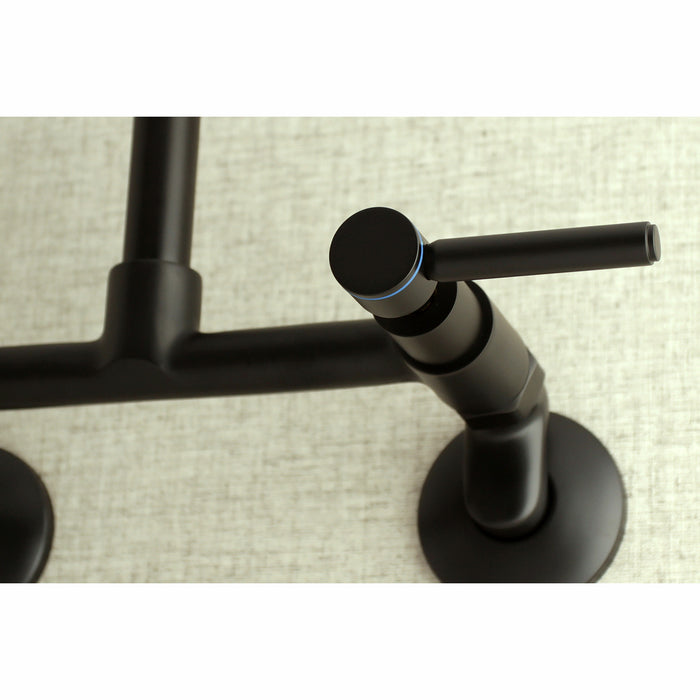 Kingston Sona KS812MB - Concord Two-Handle 2-Hole Wall Mount Bridge Kitchen Faucet, Matte Black