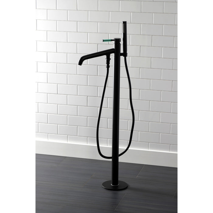 Kingston Sona KS8130DKL - Kaiser Single-Handle 1-Hole Freestanding Tub Faucet with Hand Shower, Matte Black