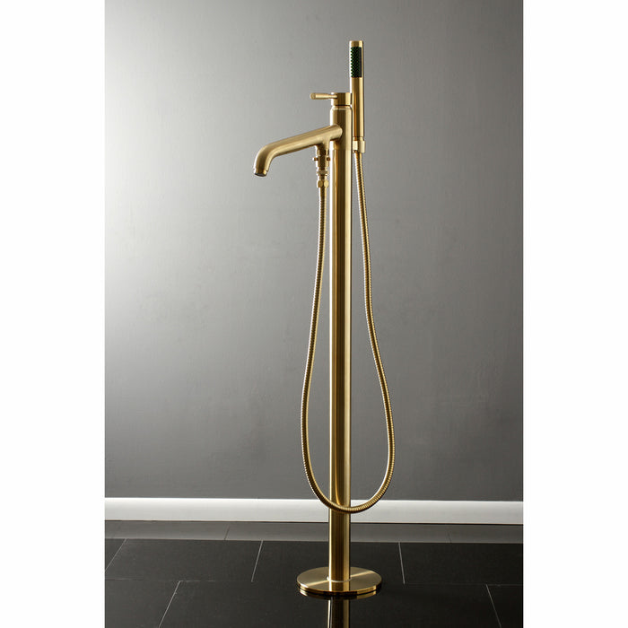 Kingston Sona KS8137DL - Concord Single-Handle 1-Hole Freestanding Tub Faucet with Hand Shower, Brushed Brass