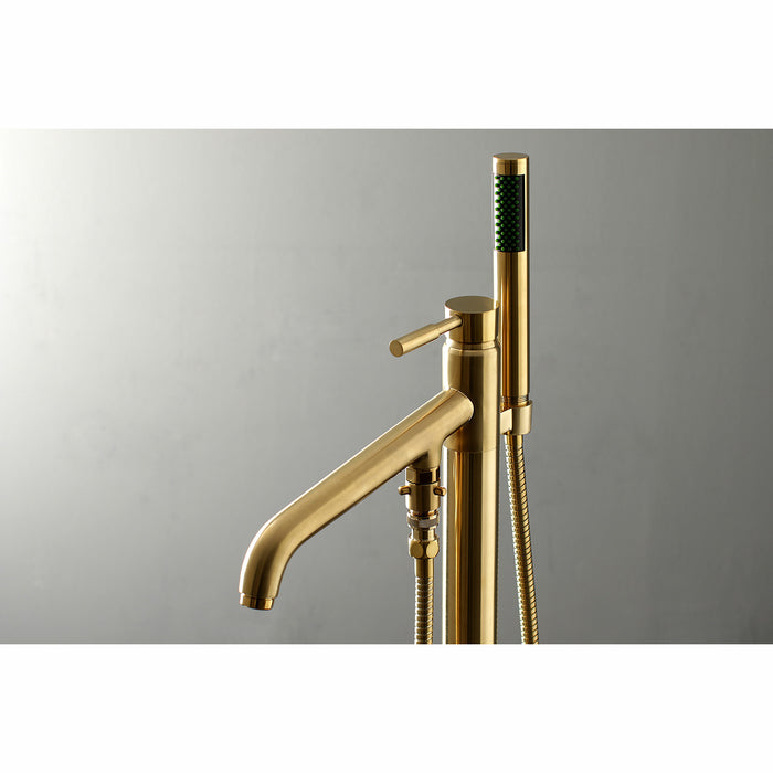Kingston Sona KS8137DL - Concord Single-Handle 1-Hole Freestanding Tub Faucet with Hand Shower, Brushed Brass