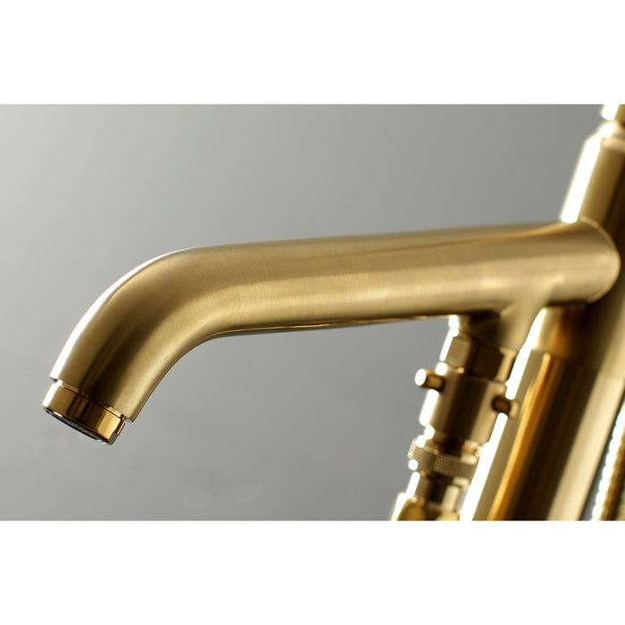 Kingston Sona KS8137DL - Concord Single-Handle 1-Hole Freestanding Tub Faucet with Hand Shower, Brushed Brass