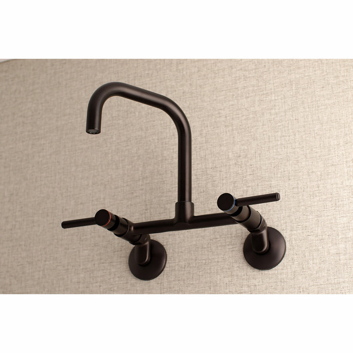 Kingston Sona KS813ORB - Concord Two-Handle 2-Hole Wall Mount Bridge Kitchen Faucet, Oil Rubbed Bronze
