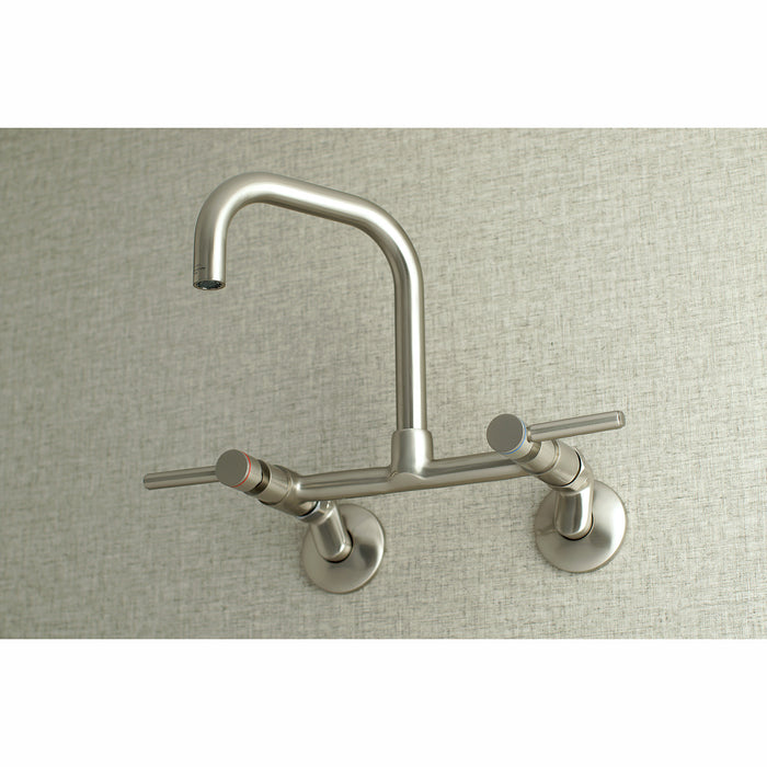 Concord KS813SN Double-Handle 2-Hole Wall-Mount Bridge Kitchen Faucet, Brushed Nickel