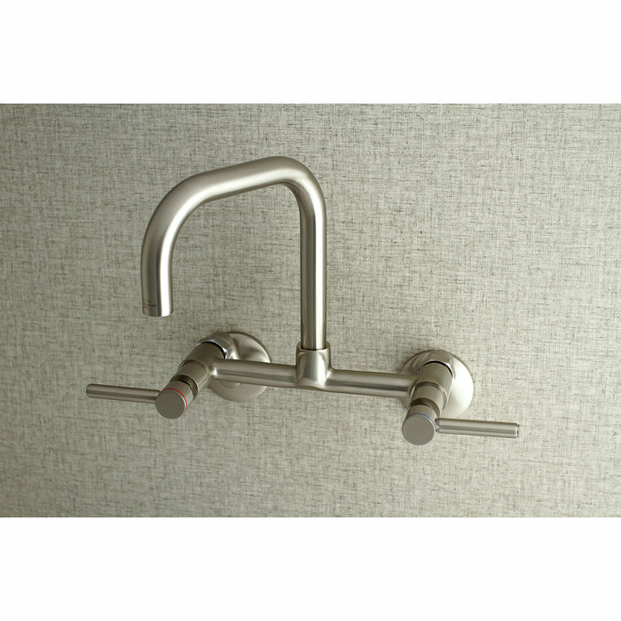 Concord KS813SN Double-Handle 2-Hole Wall-Mount Bridge Kitchen Faucet, Brushed Nickel
