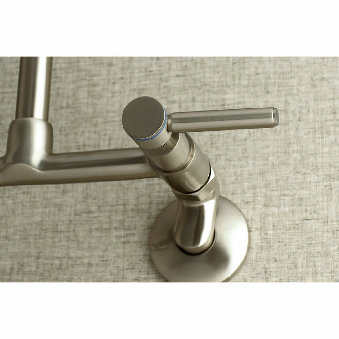 Concord KS813SN Double-Handle 2-Hole Wall-Mount Bridge Kitchen Faucet, Brushed Nickel