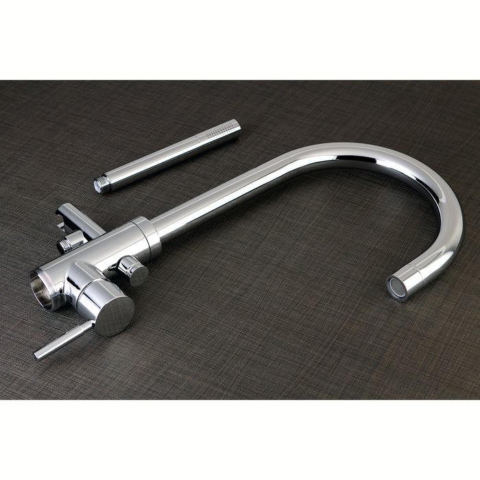 Kingston Sona KS8151DL - Concord Single-Handle 1-Hole Freestanding Tub Faucet with Hand Shower, Polished Chrome