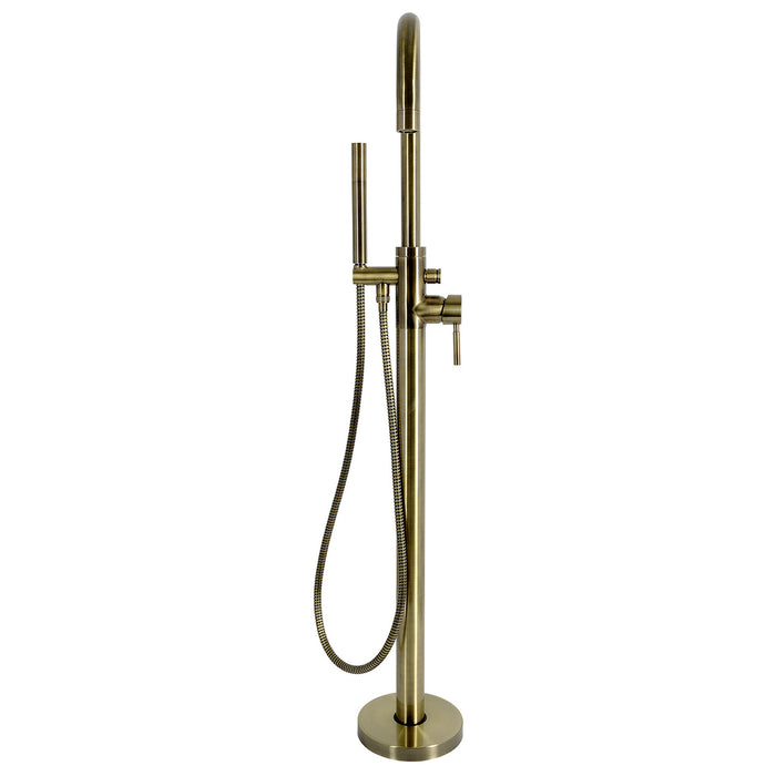Kingston Concord KS8153DL Single-Handle 1-Hole Freestanding Tub Faucet with Hand Shower, Antique Brass